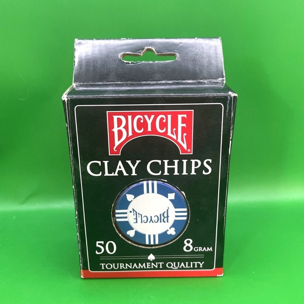 Bicycle NEW OLD STOCK 50-Count Clay Poker Chips Set Tournament Quality 8 Gram